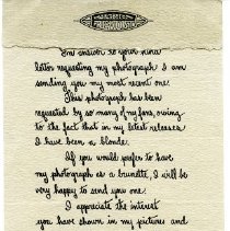 Marie Prevost, "My Dear Fan Friend"